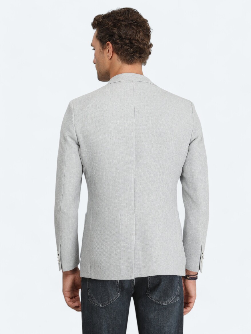Grey Plain Modern Fit Jacket - 7