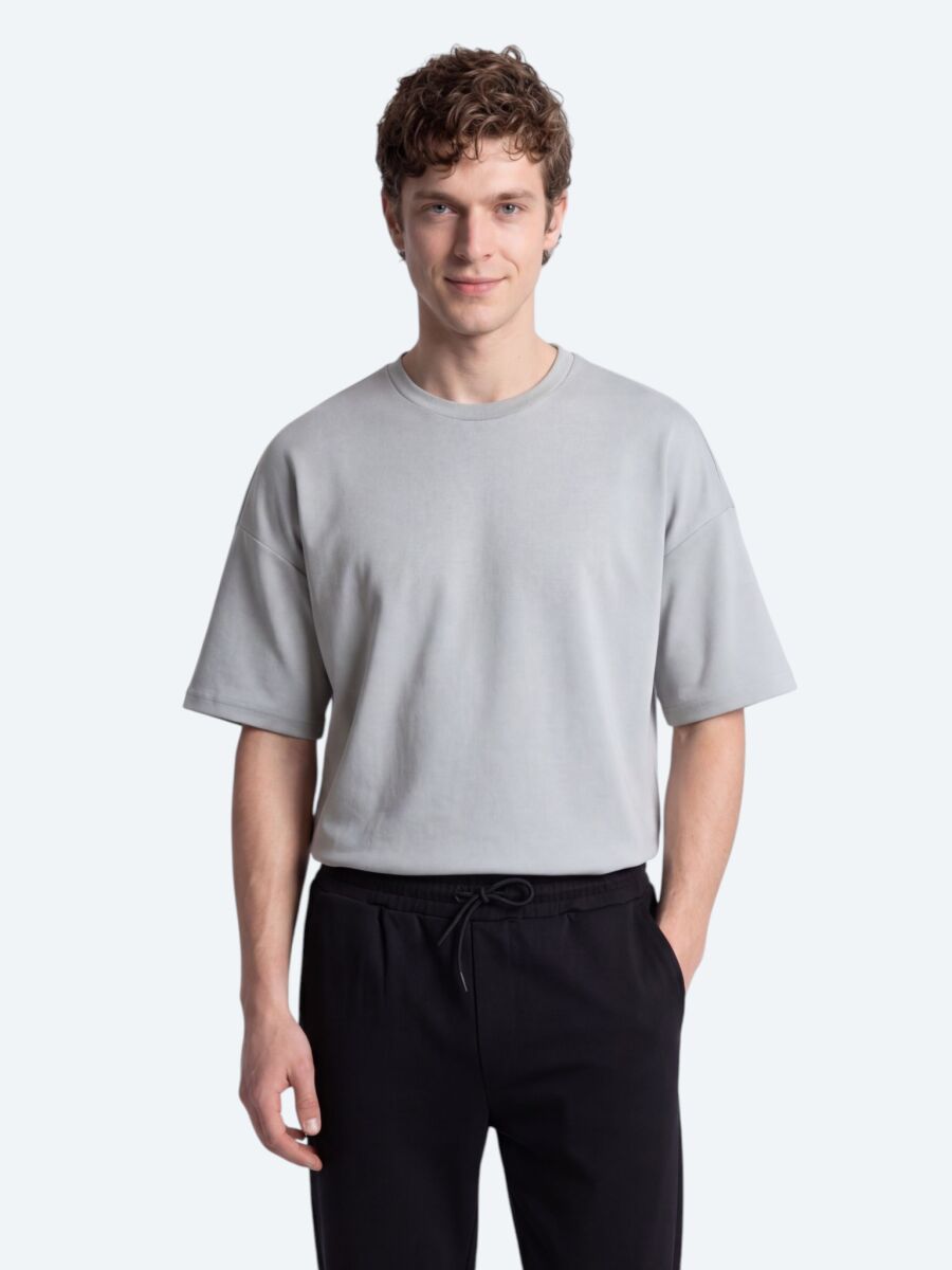 Grey Plain T-Shirt - 1