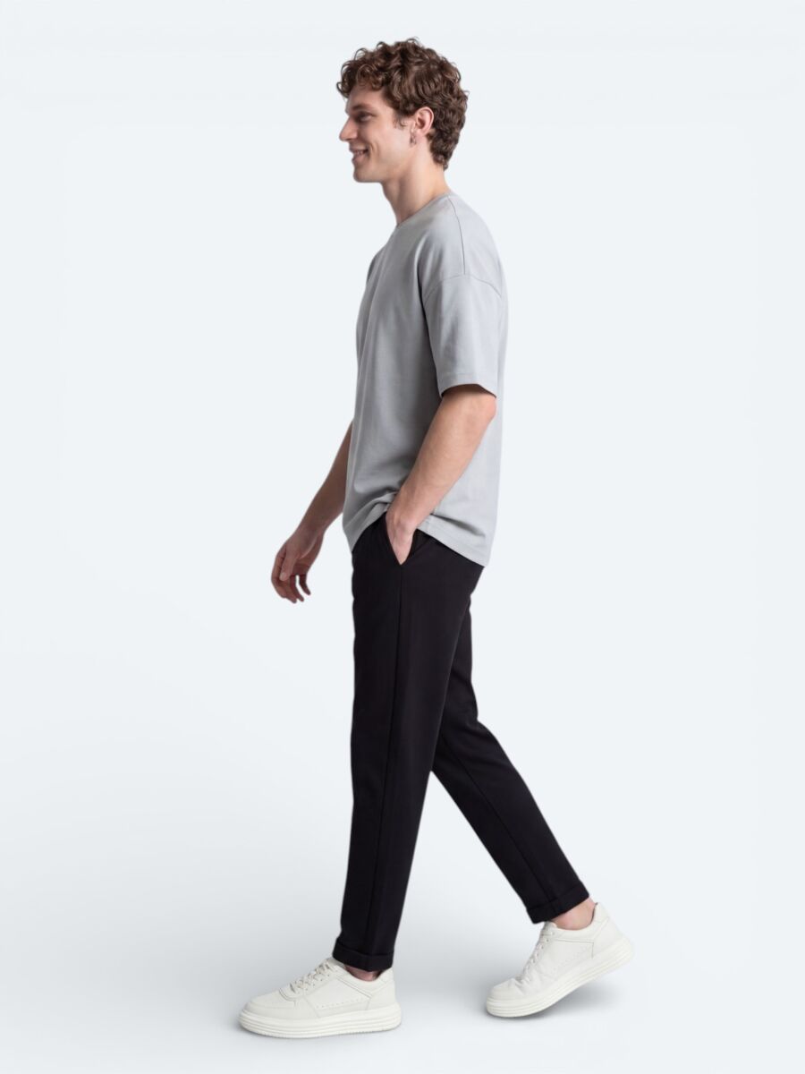 Gri Düz T-Shirt - 4