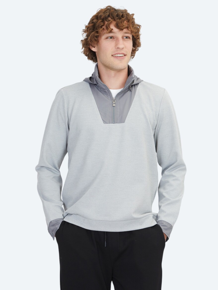 Gri Kapüşonlu Sweatshırt - KİP