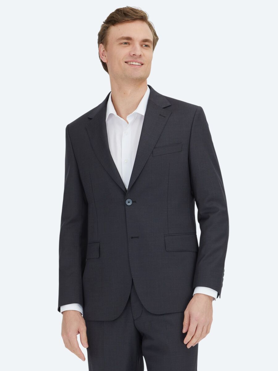 Gri Modern Fit Yün Karışımlı Takım Elbise - 2