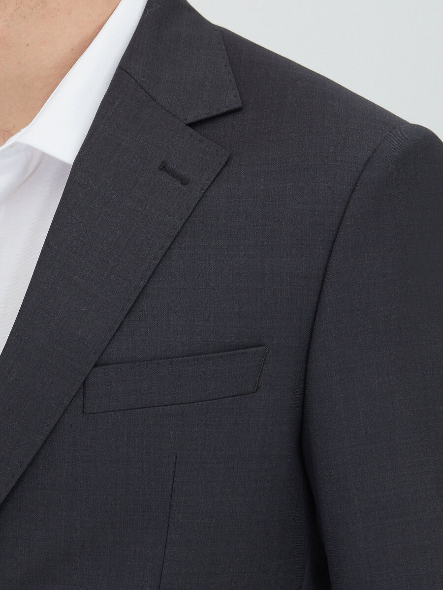 Gri Modern Fit Yün Karışımlı Takım Elbise - 3