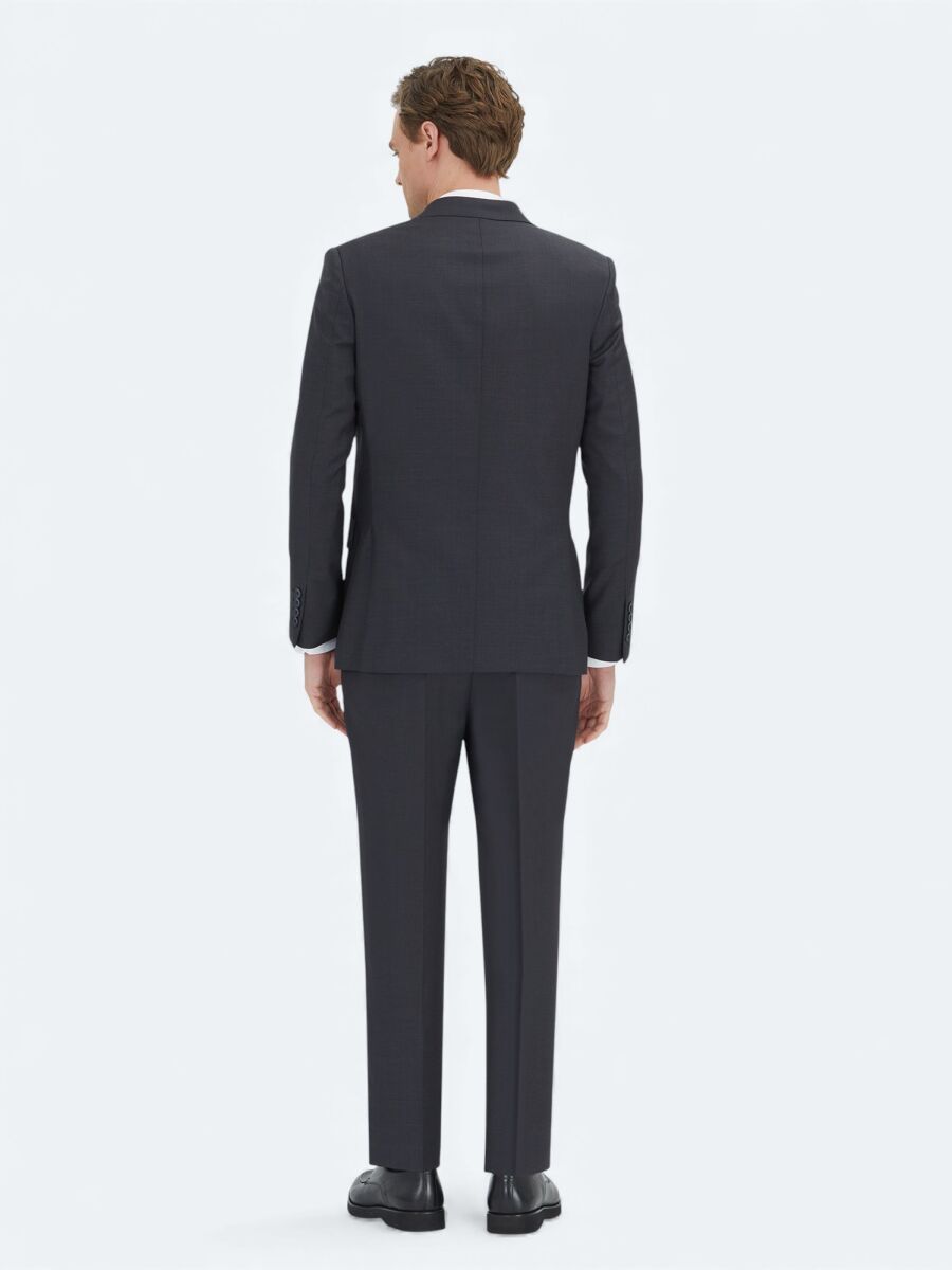 Gri Modern Fit Yün Karışımlı Takım Elbise - 4