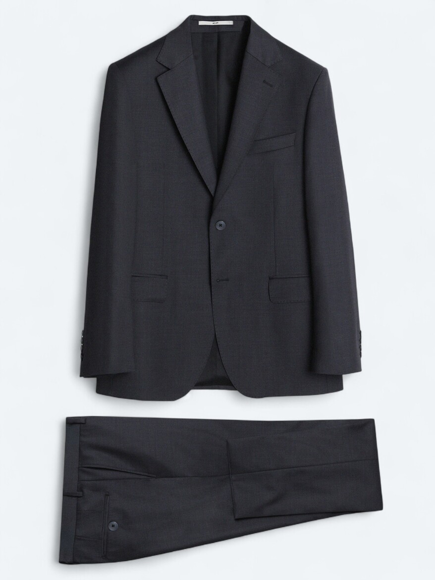 Gri Modern Fit Yün Karışımlı Takım Elbise - 5