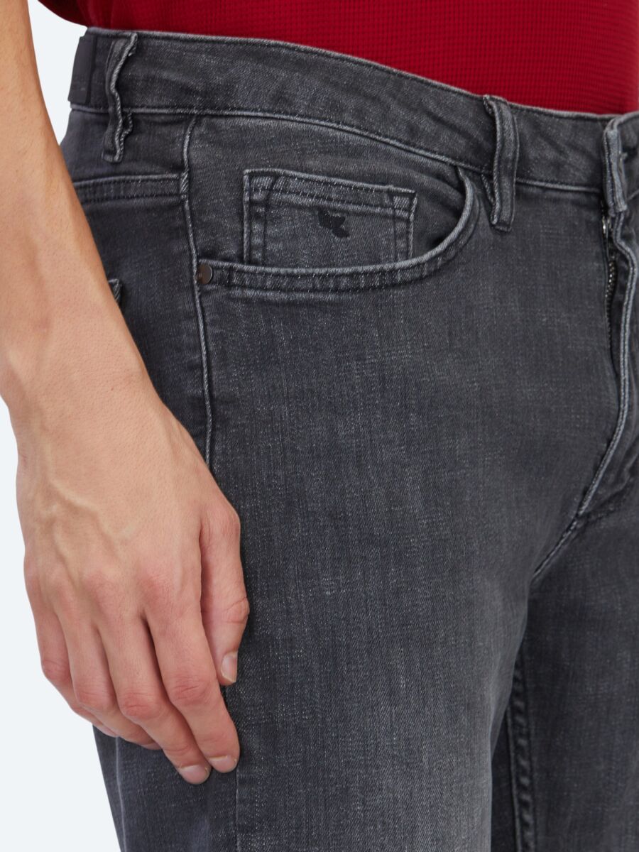 Gri Slim Fit Denim Pamuk Karışımlı Pantolon - 3