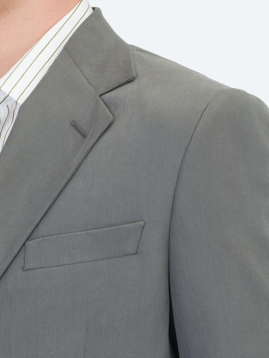 Haki Çizgili Modern Fit Takım Elbise - 5