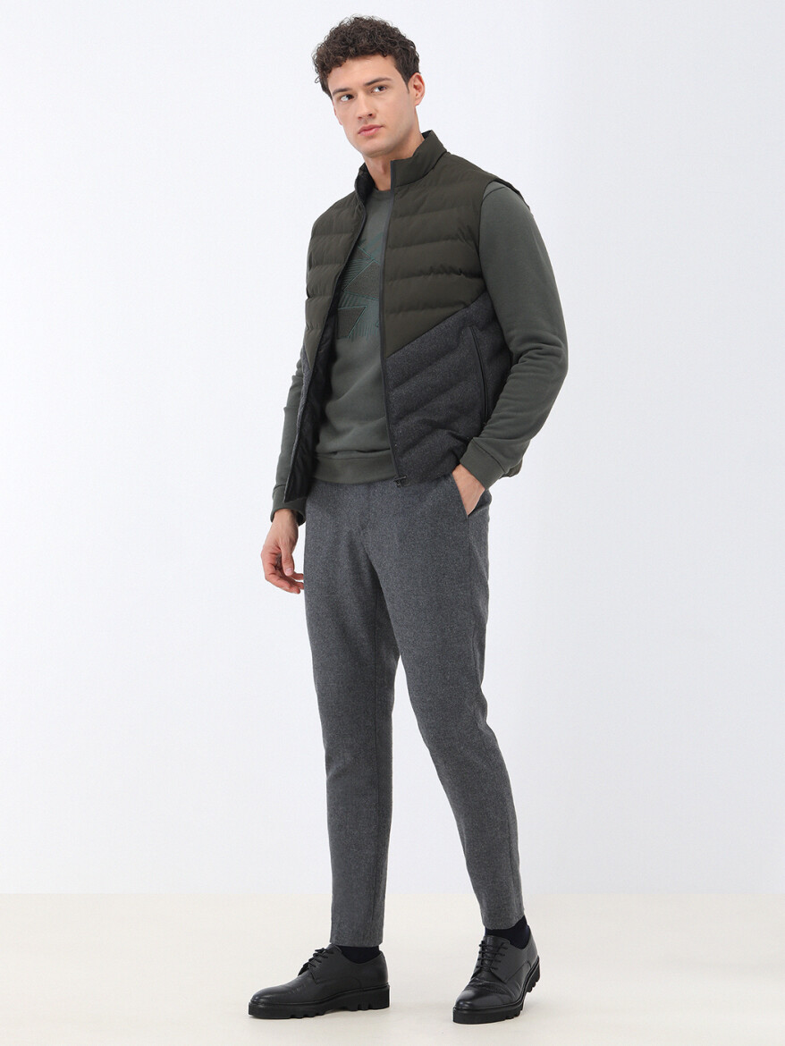 Hard Coal Plain Modern Fit Wool Blended Suit - 4