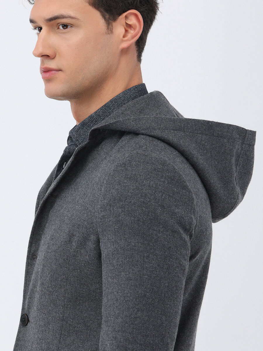 Hard Coal Plain Modern Fit Wool Blended Suit - 11