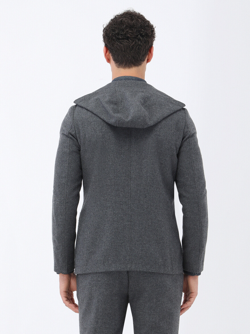 Hard Coal Plain Modern Fit Wool Blended Suit - 12