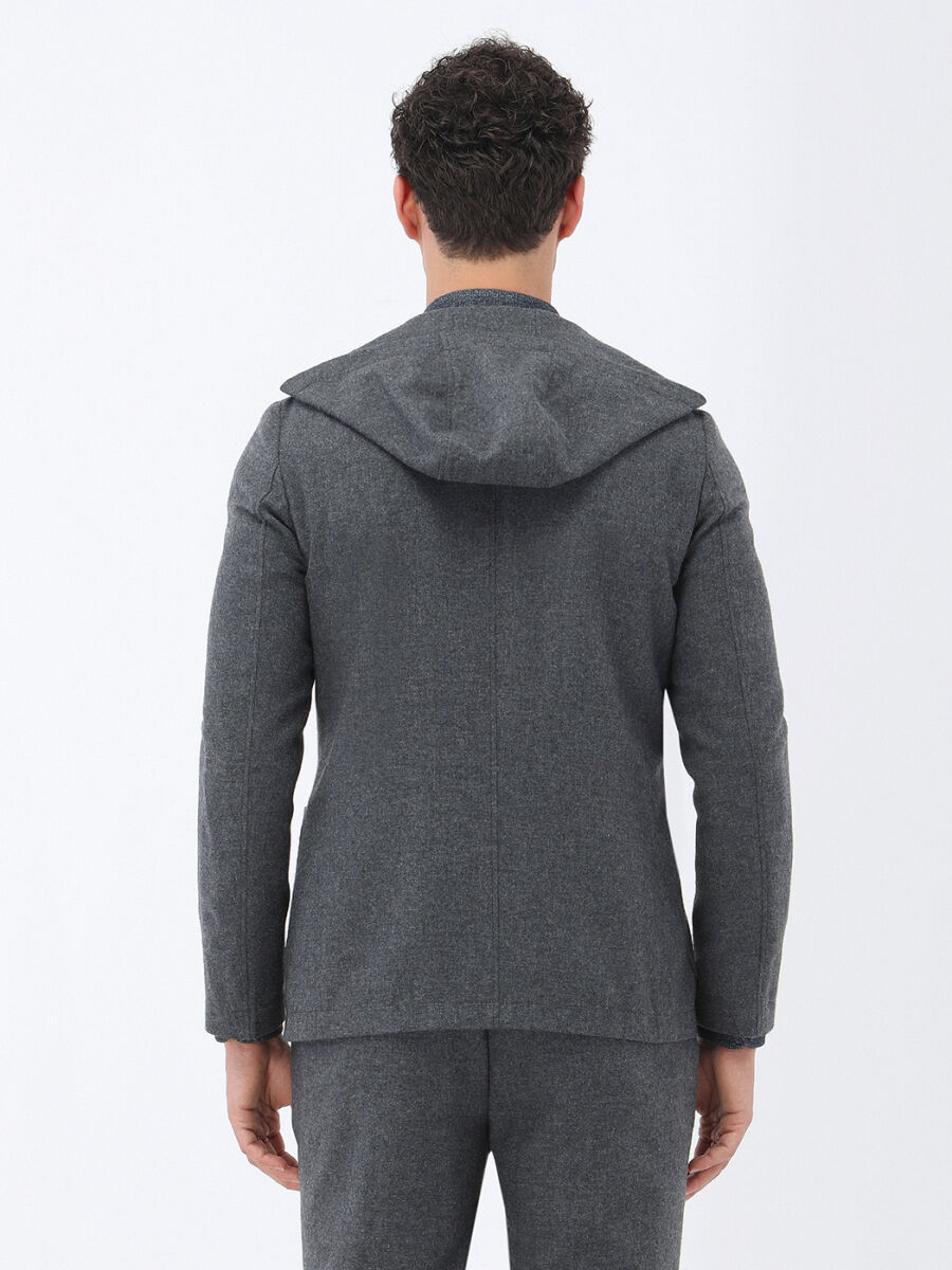 Hard Coal Plain Modern Fit Wool Blended Suit - 12