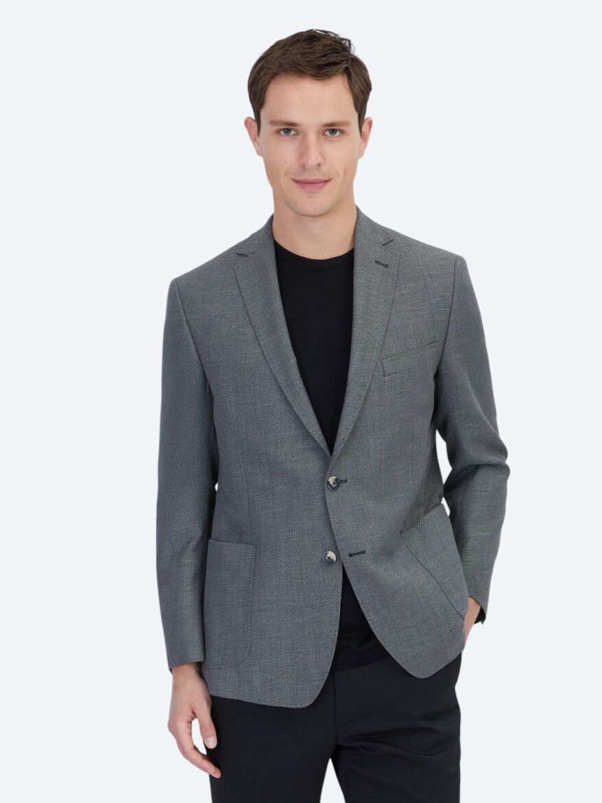 Hard Coal Plain Regular Fit Wool Blended Jacket - KİP