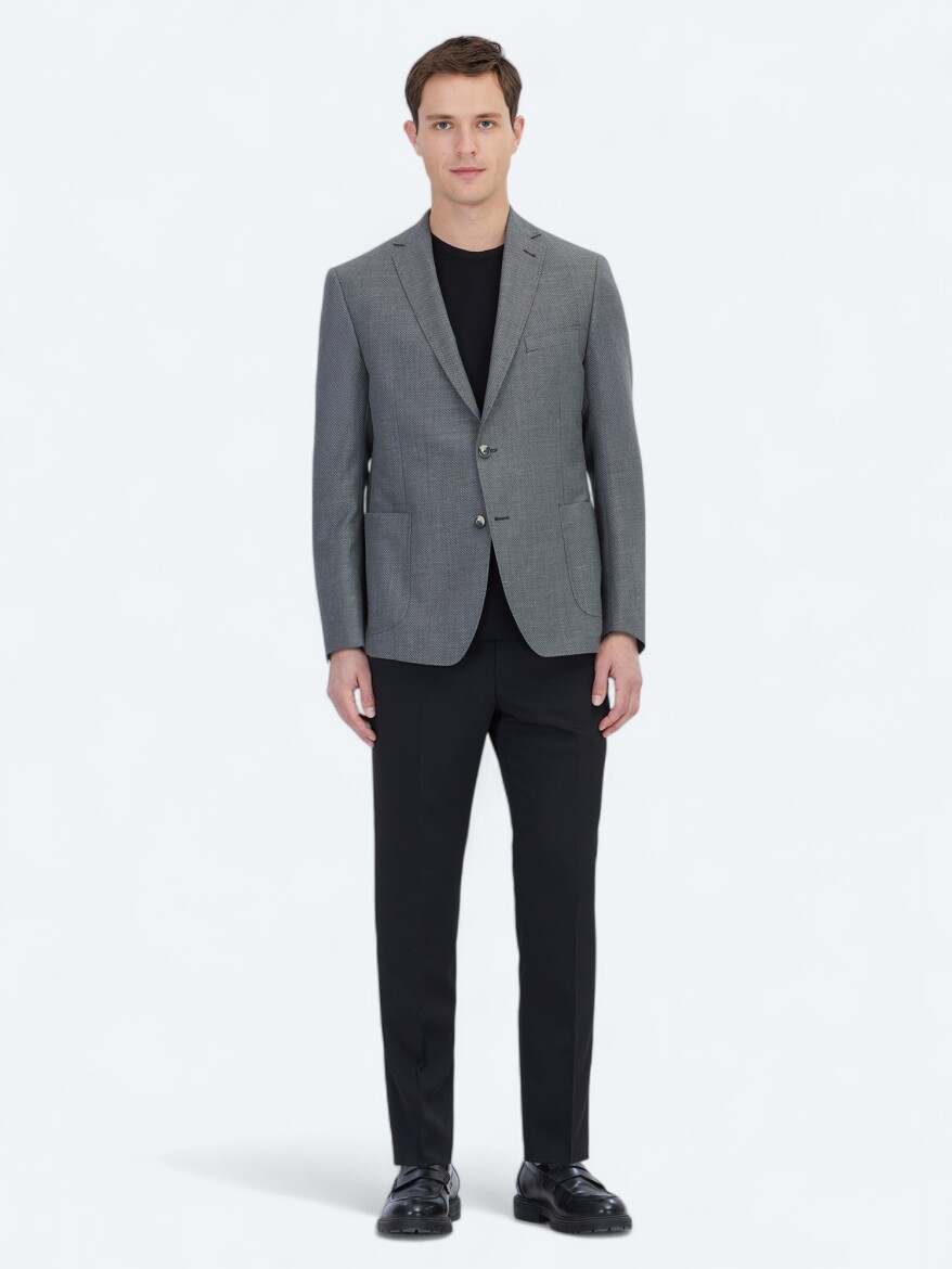 Hard Coal Plain Regular Fit Wool Blended Jacket - KİP