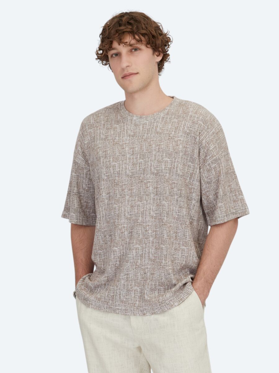 Hard Coal Printed Crew Neck Cotton Blended T-Shirt - 1