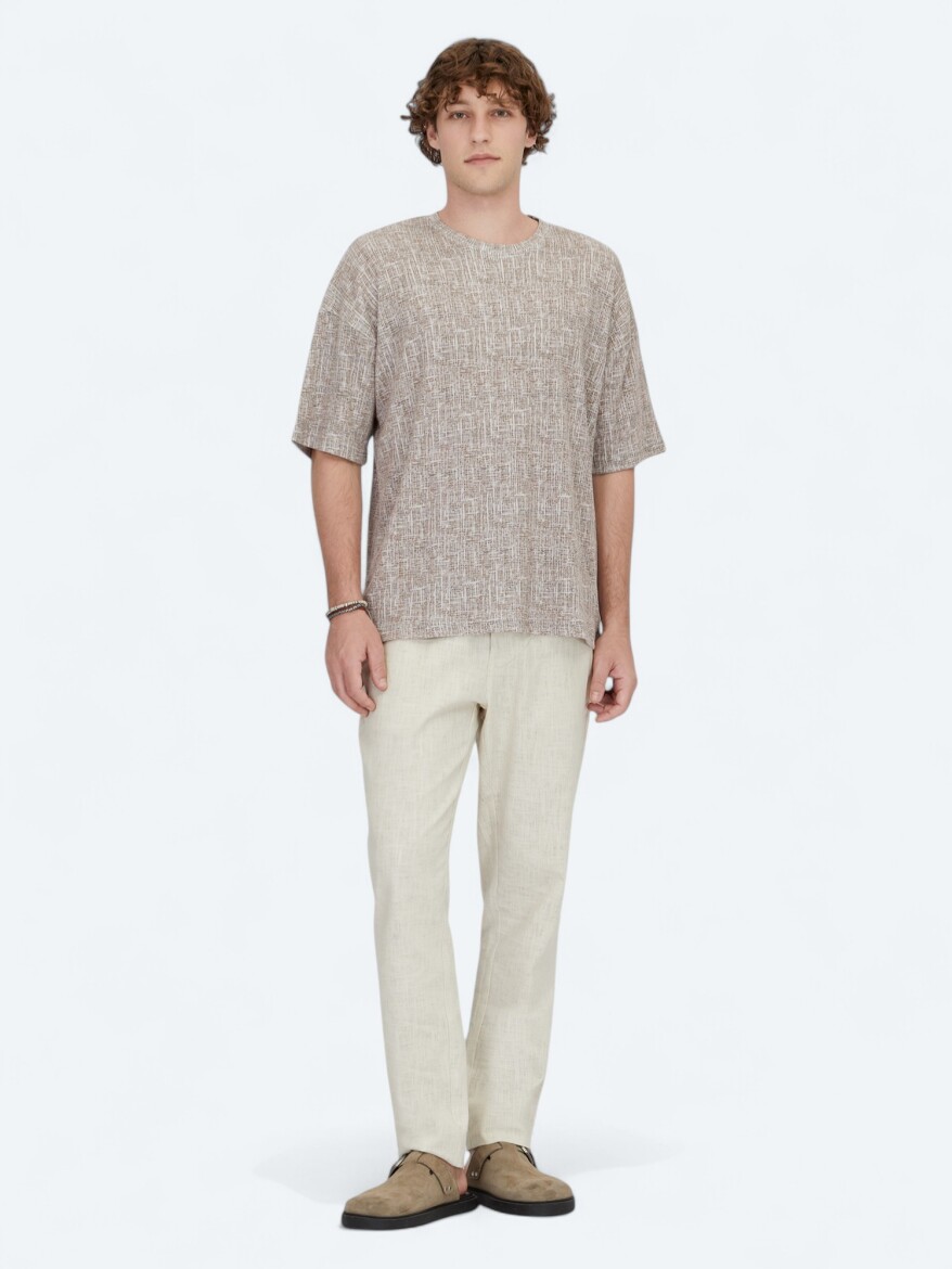 Hard Coal Printed Crew Neck Cotton Blended T-Shirt - 2