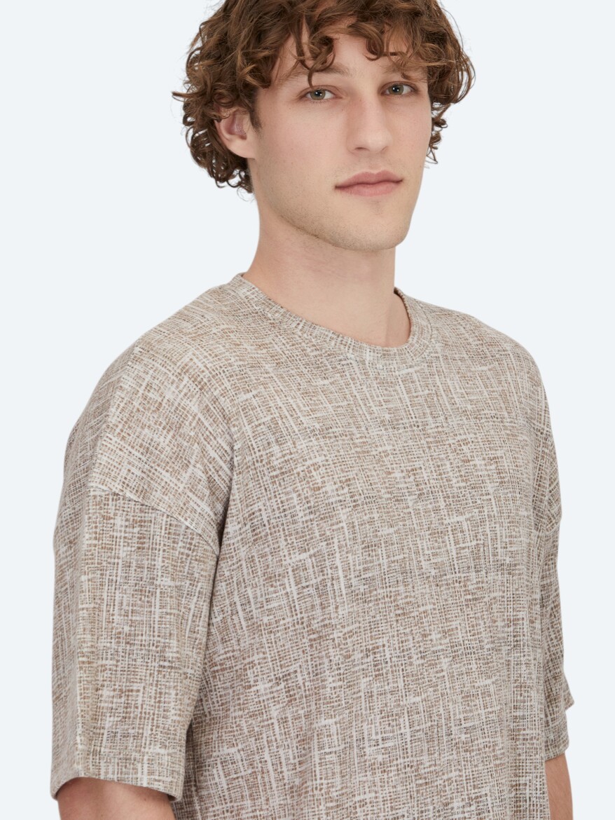 Hard Coal Printed Crew Neck Cotton Blended T-Shirt - 3