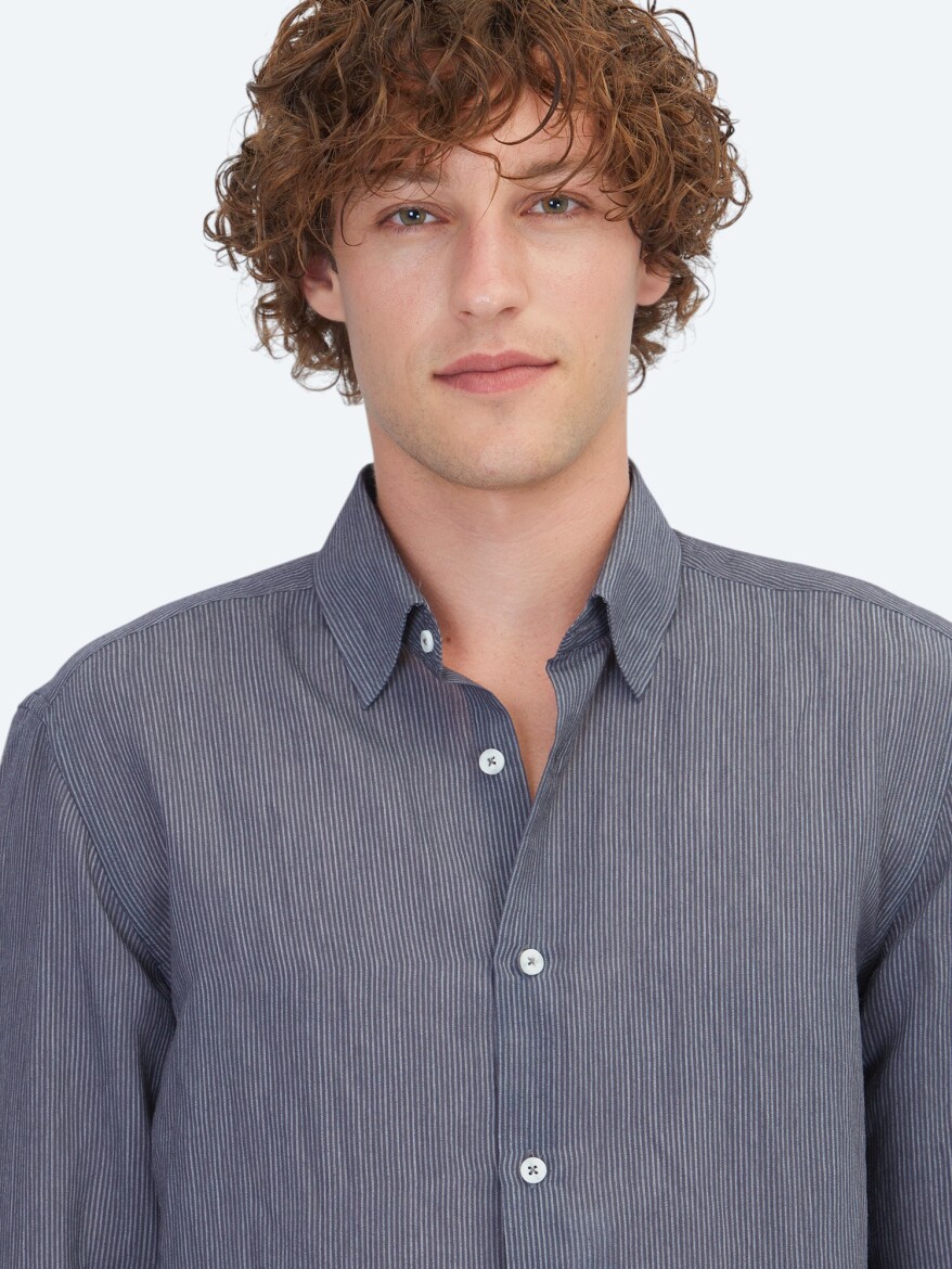 Hard Coal Striped Regular Fit Weaving Casual Shirt - 3