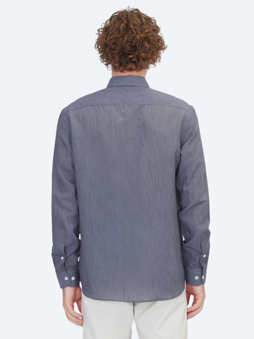 Hard Coal Striped Regular Fit Weaving Casual Shirt - 5