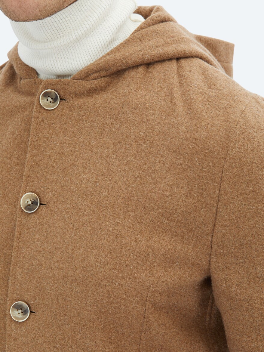 Hazelnut Plain Modern Fit Wool Blended Jacket - 5