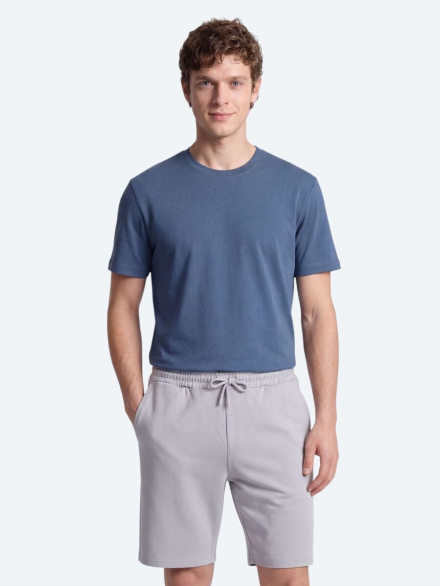 İndigo Düz T-Shirt - 1