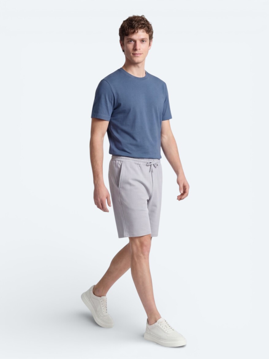 İndigo Düz T-Shirt - 4