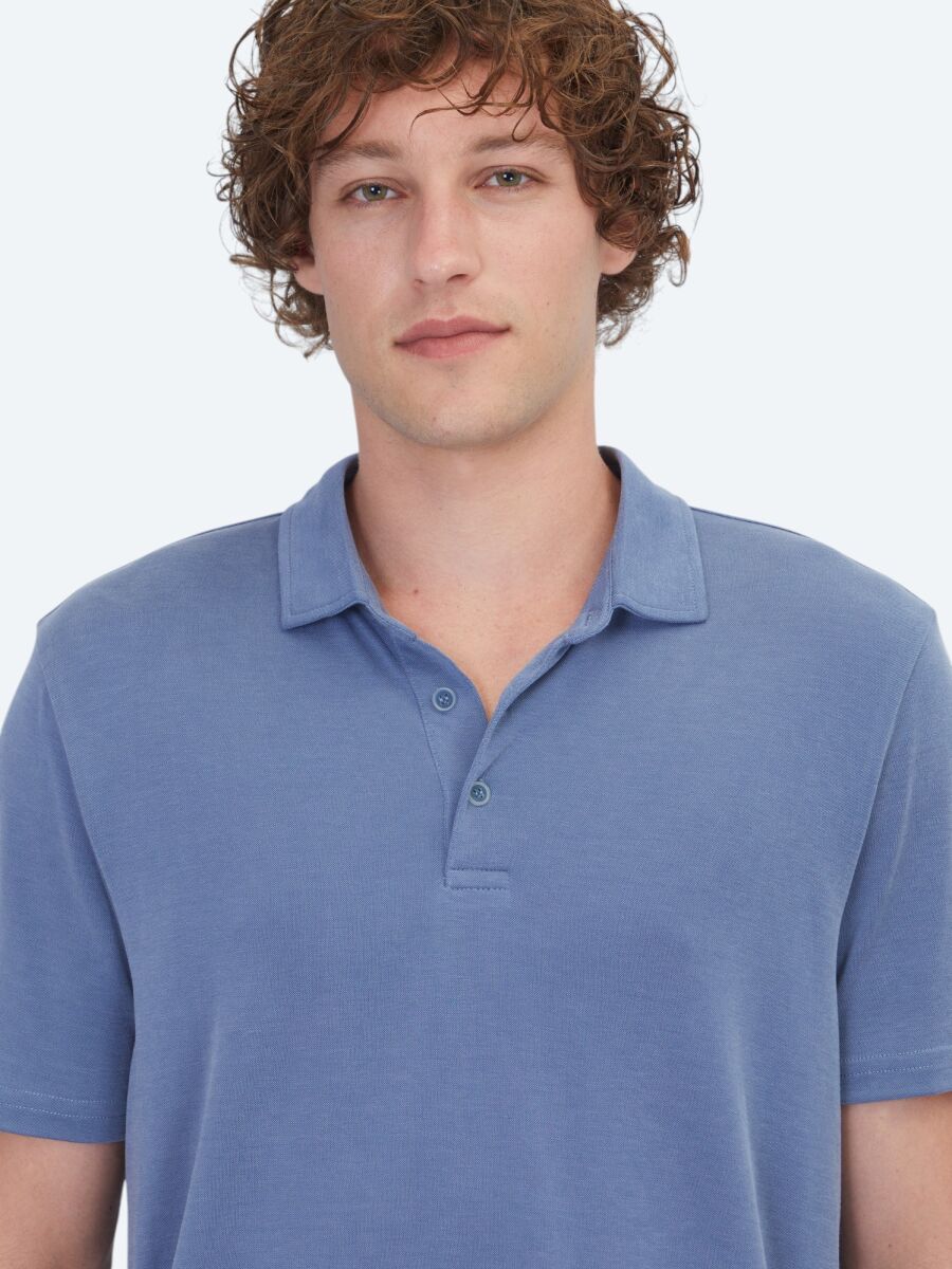 İndigo Düz T-Shirt - 3