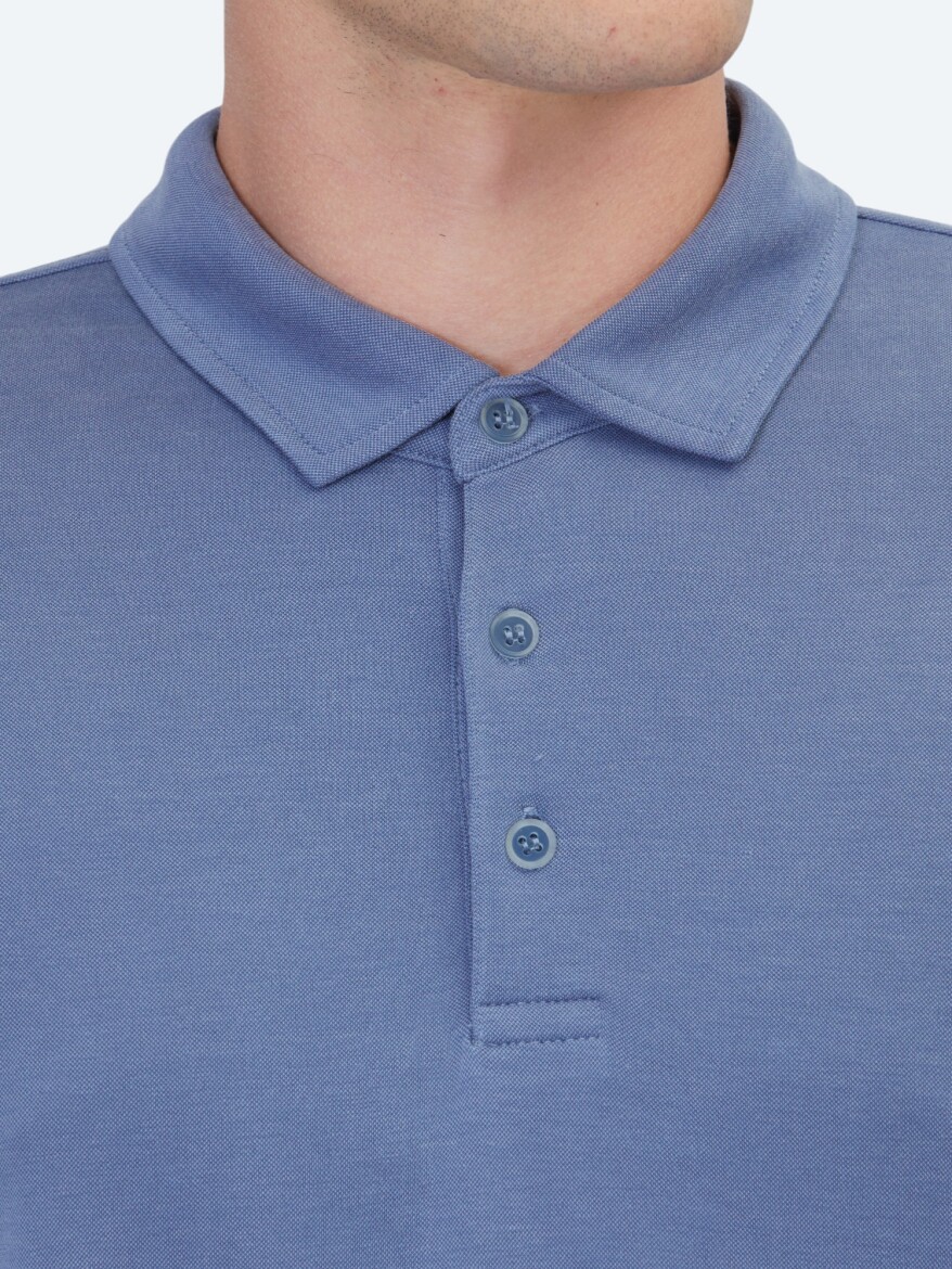 İndigo Düz T-Shirt - 4