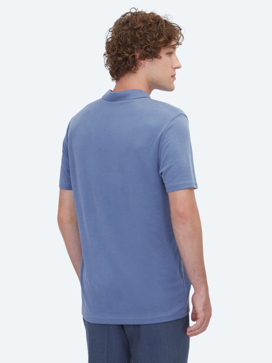 İndigo Düz T-Shirt - 5