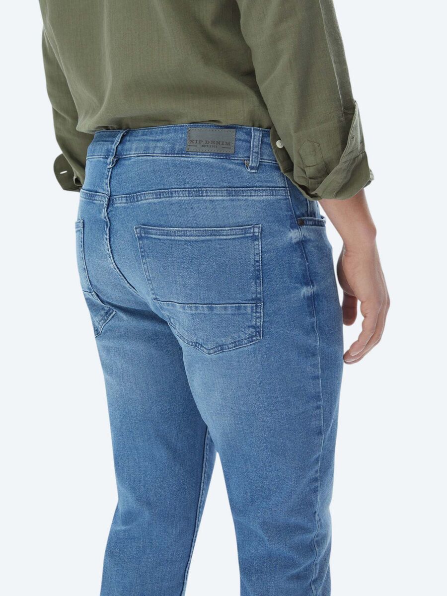 Indigo Slim Fit Denim Cotton Blended Trousers - 5