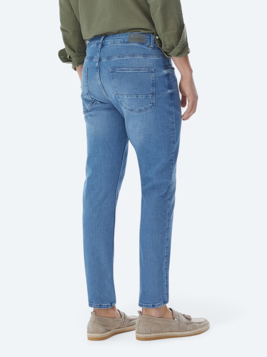 Indigo Slim Fit Denim Cotton Blended Trousers - 6