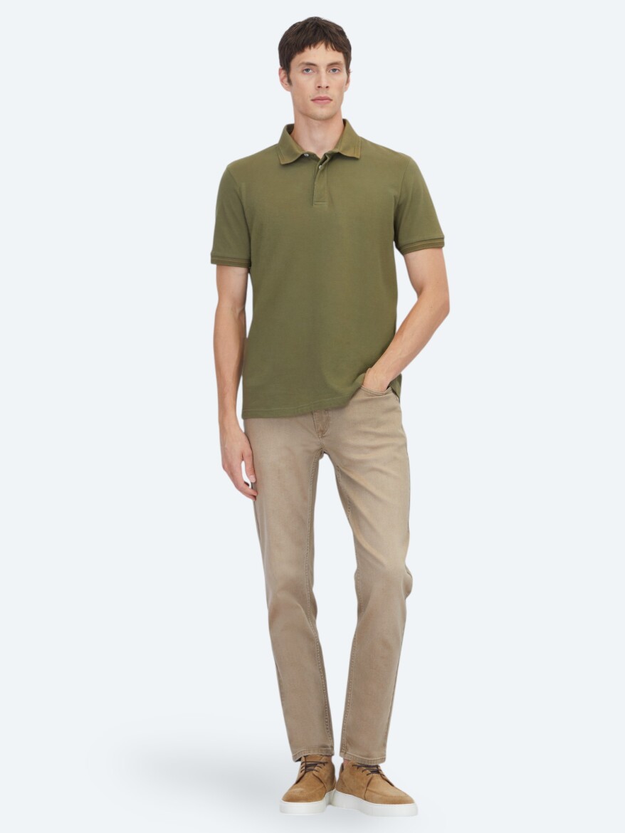 Khaki Plain 100% Cotton T-Shirt 