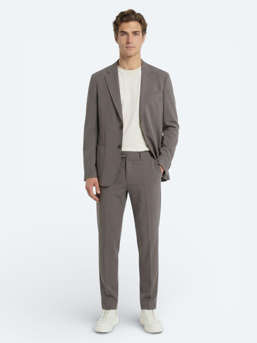 Khaki Plain Modern Fit Suit - KİP