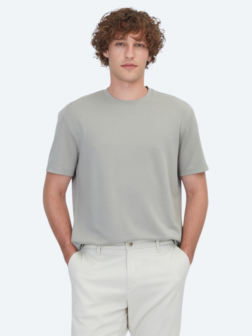 Khaki Plain T-Shirt - 1