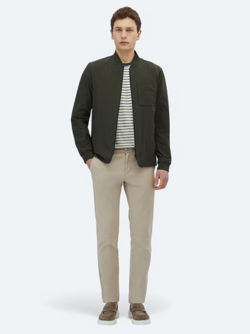 Khaki Regular Fit Lightweight Jacket 