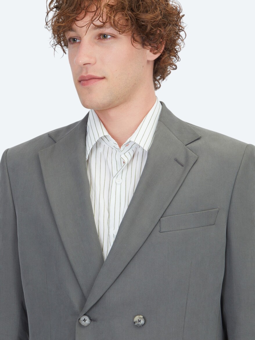 Khaki Striped Modern Fit Suit - 3