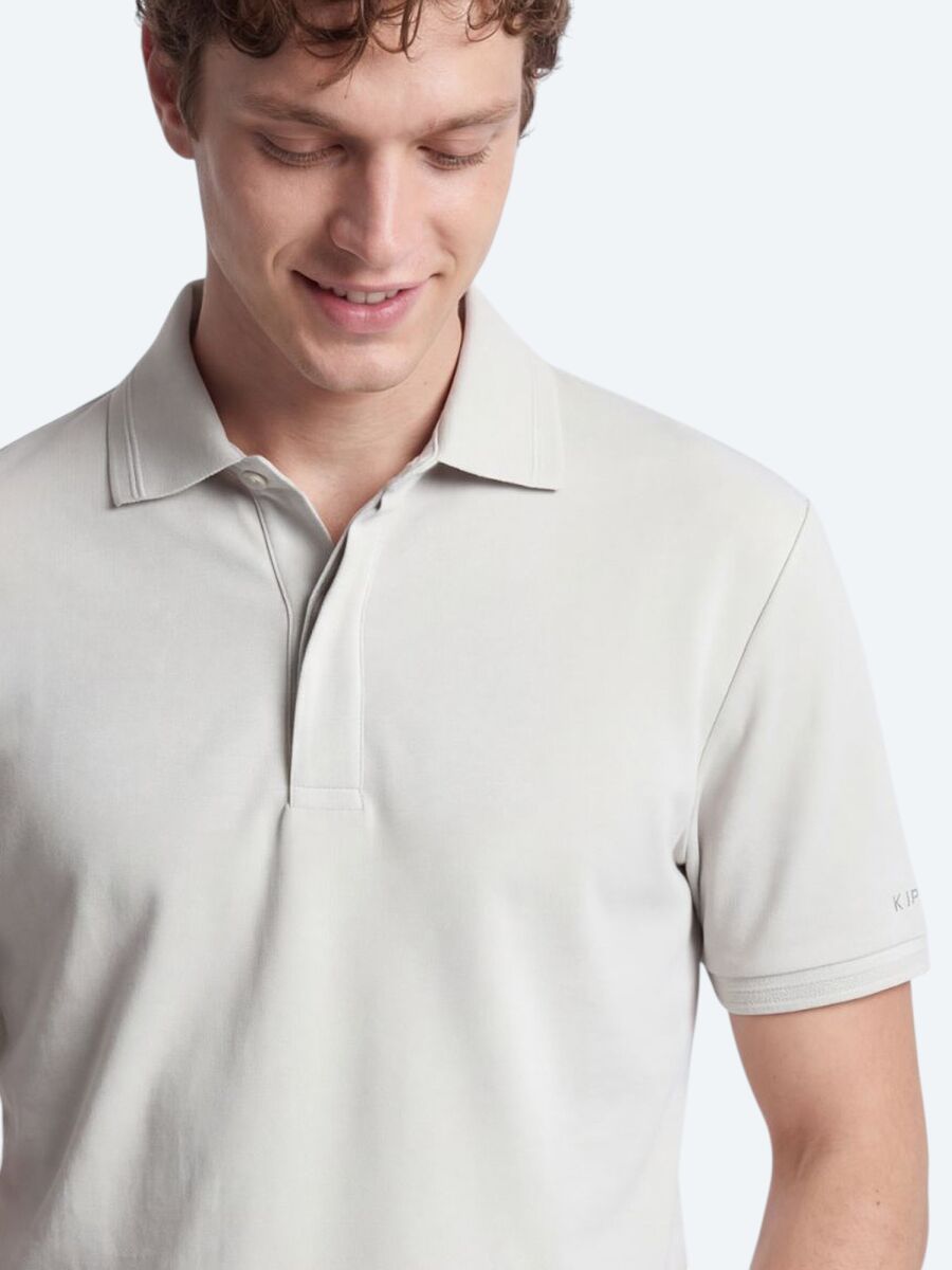 Kırık Beyaz Düz %100 Pamuk T-Shirt - 4