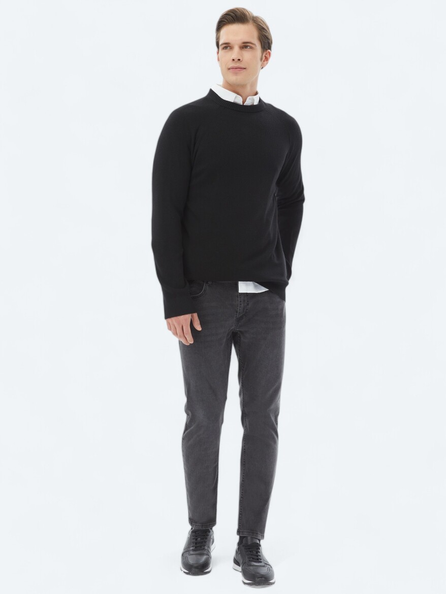 Koyu Gri Super Slm Fit Denim Pamuk Karışımlı Pantolon - KİP