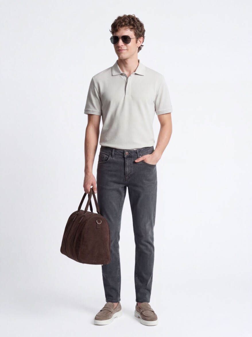 Koyu Yeşil Slim Fit Denim Pamuk Karışımlı Pantolon - KİP