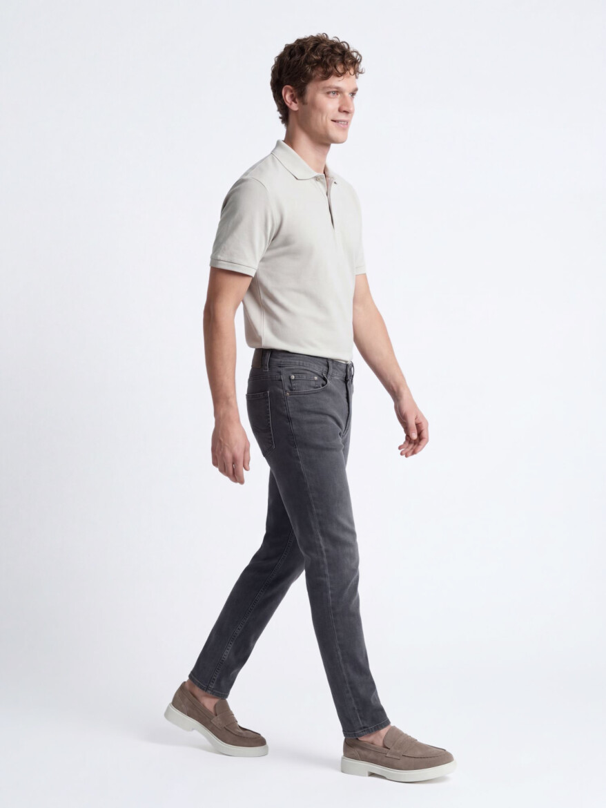 Koyu Yeşil Slim Fit Denim Pamuk Karışımlı Pantolon - 3