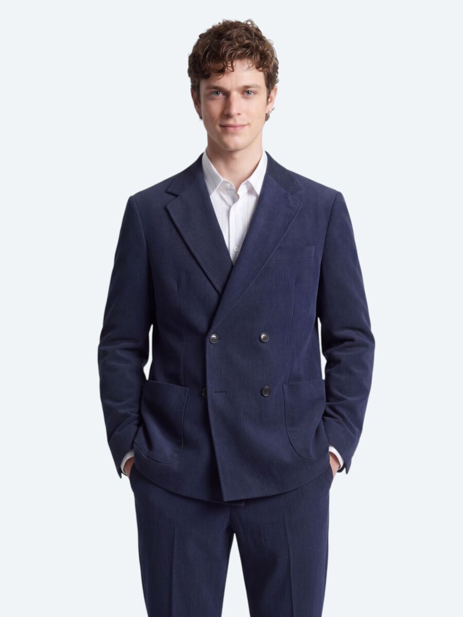 Lacivert Çizgili Modern Fit Takım Elbise - 2