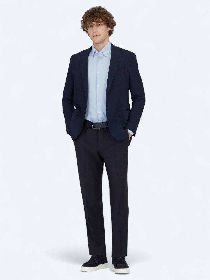 Lacivert Desenli Modern Fit Ceket - KİP