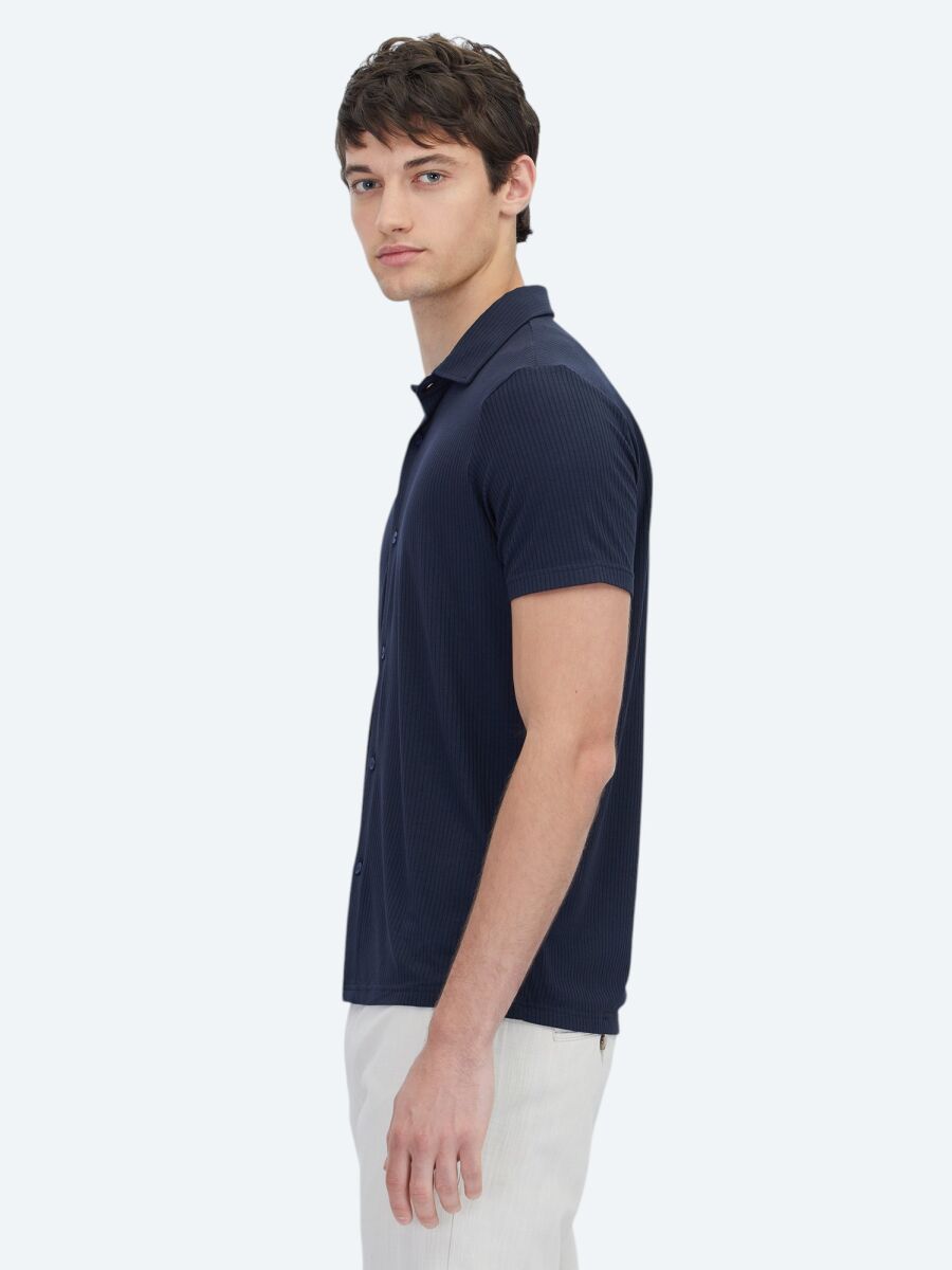 Lacivert Desenli Regular Fit Casual Gömlek - 3