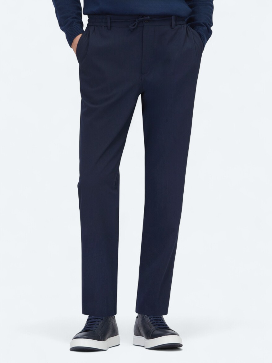 Lacivert Düz Dokuma Jogging Fit Casual Pantolon - KİP