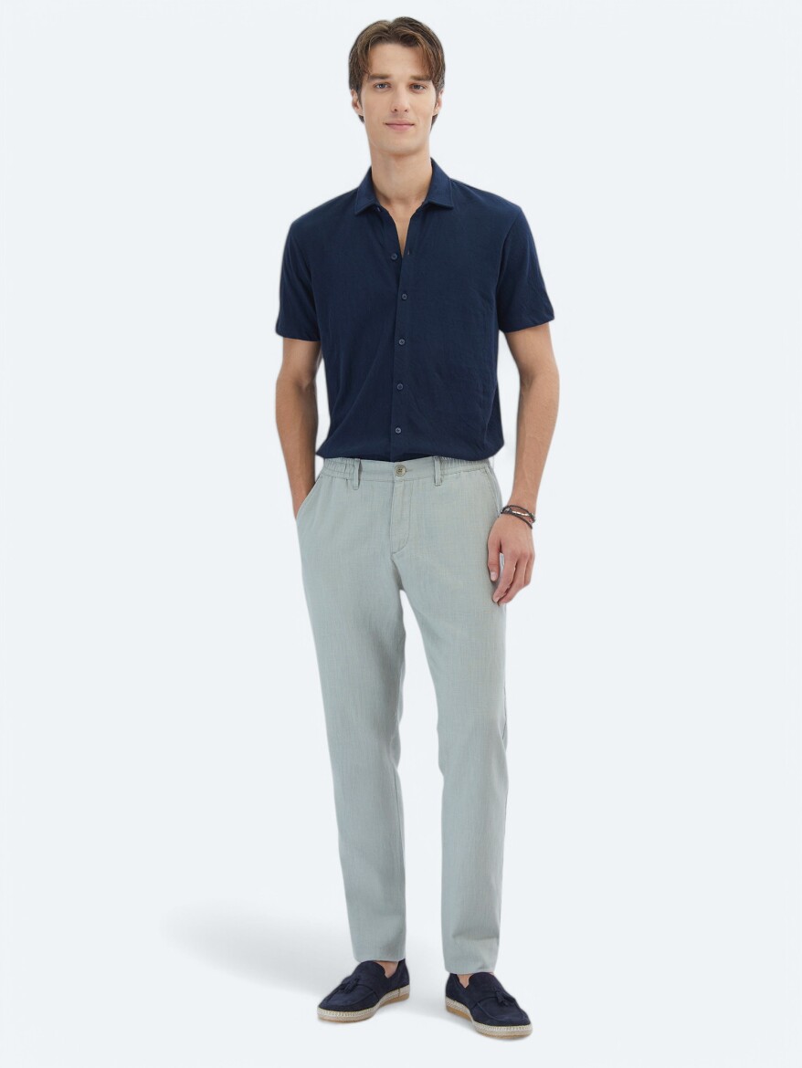 Lacivert Düz Regular Fit Casual Pamuk Karışımlı Gömlek - KİP