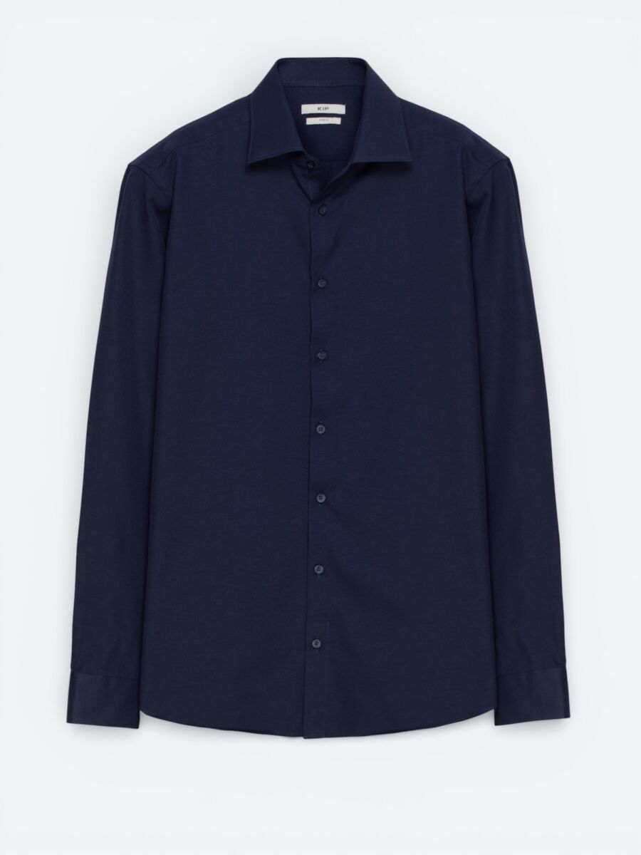 Lacivert Düz Slim Fit Dokuma Klasik Pamuk Karışımlı Gömlek - 5