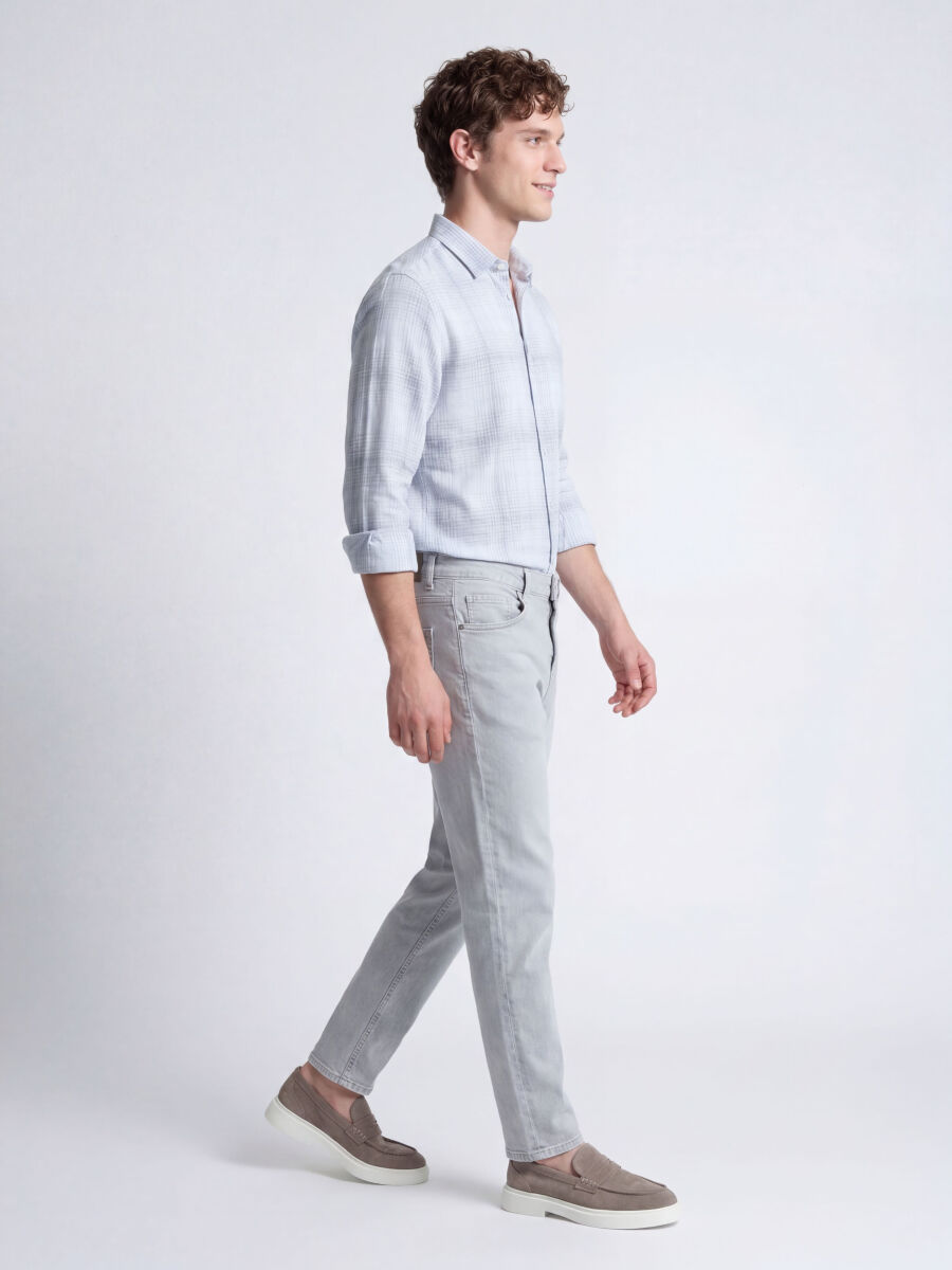 Lacivert Kareli Regular Fit Dokuma Casual Pamuk Karışımlı Gömlek - 3