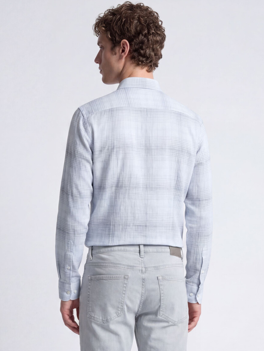 Lacivert Kareli Regular Fit Dokuma Casual Pamuk Karışımlı Gömlek - 4