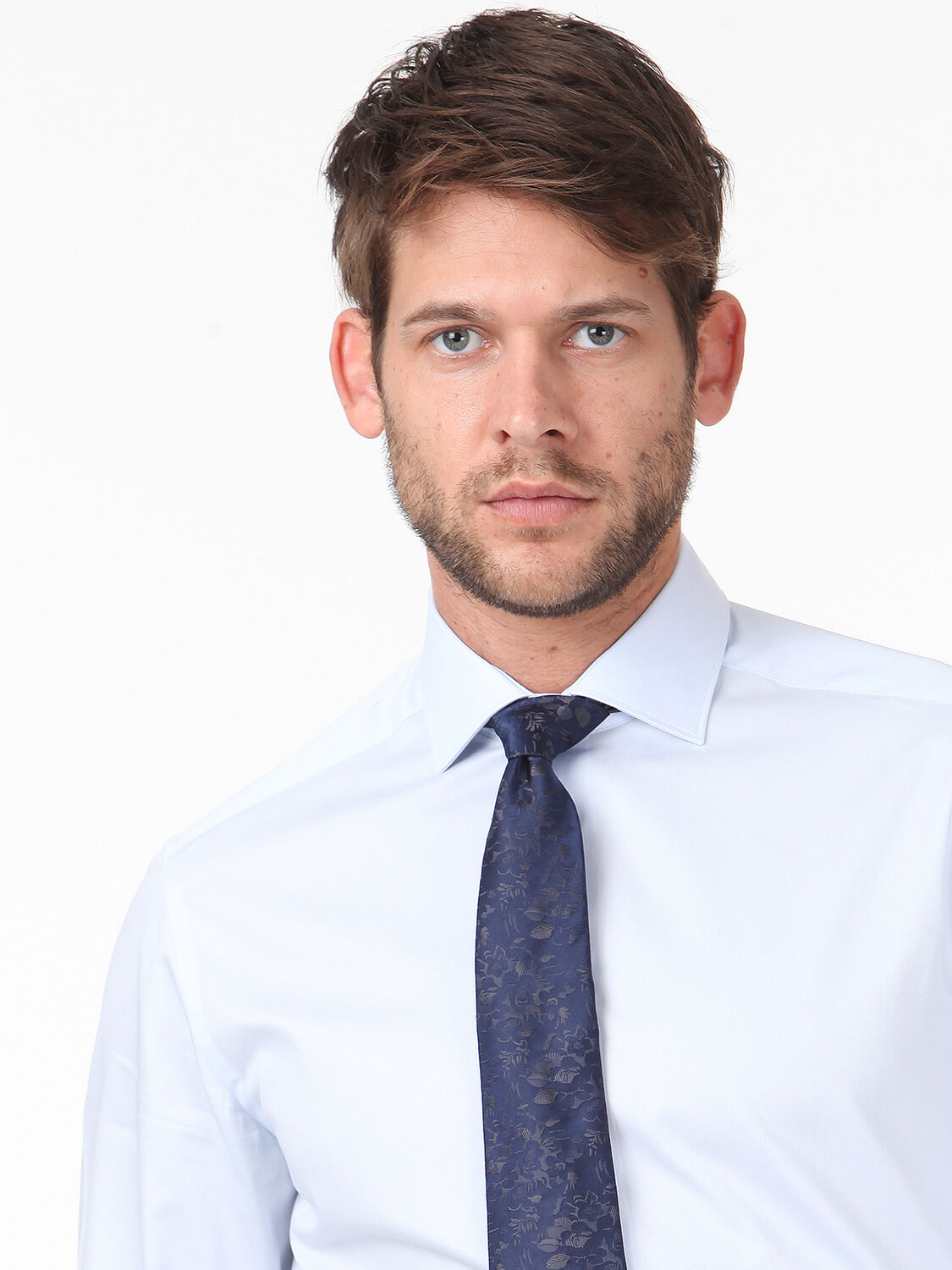 Light Blue Plain Regular Fit Weaving Classical 100% Cotton Shirt - 2