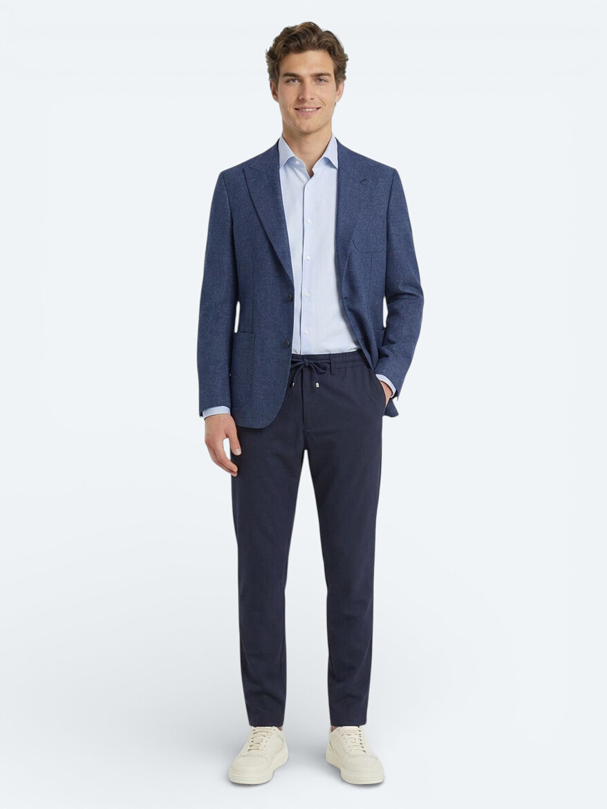 Light Blue Plain Slim Fit Weaving Classical Cotton Blended Shirt 