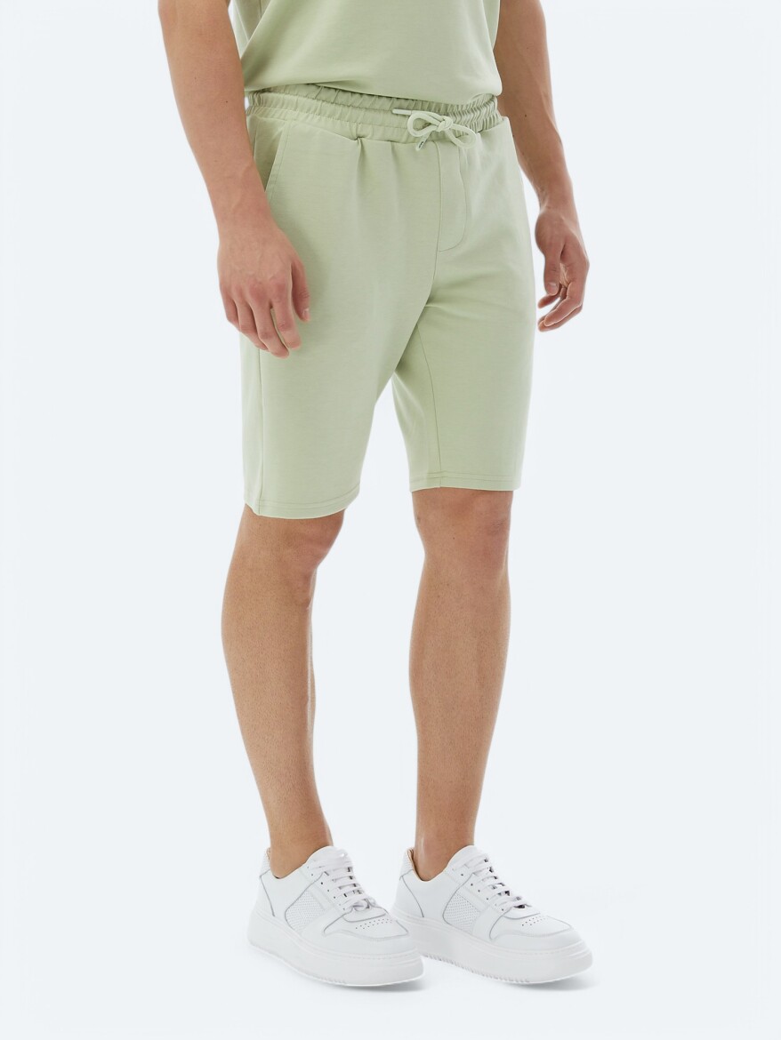 Light Green Knitting Jogging Fit Casual Bermuda - 3
