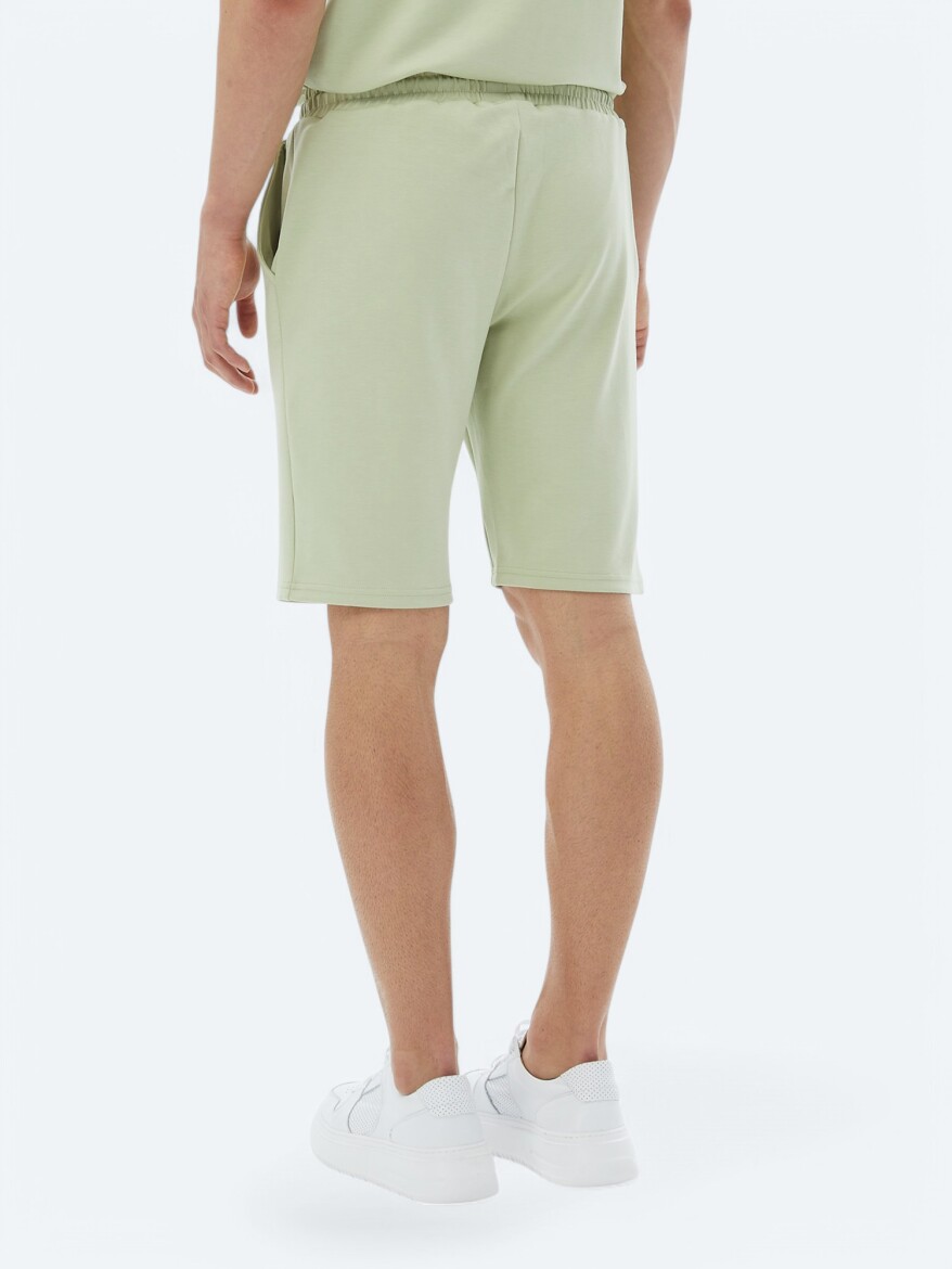 Light Green Knitting Jogging Fit Casual Bermuda - 5